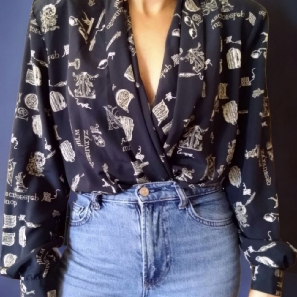 Vtg Drape Blouse - Picture 5 of 10